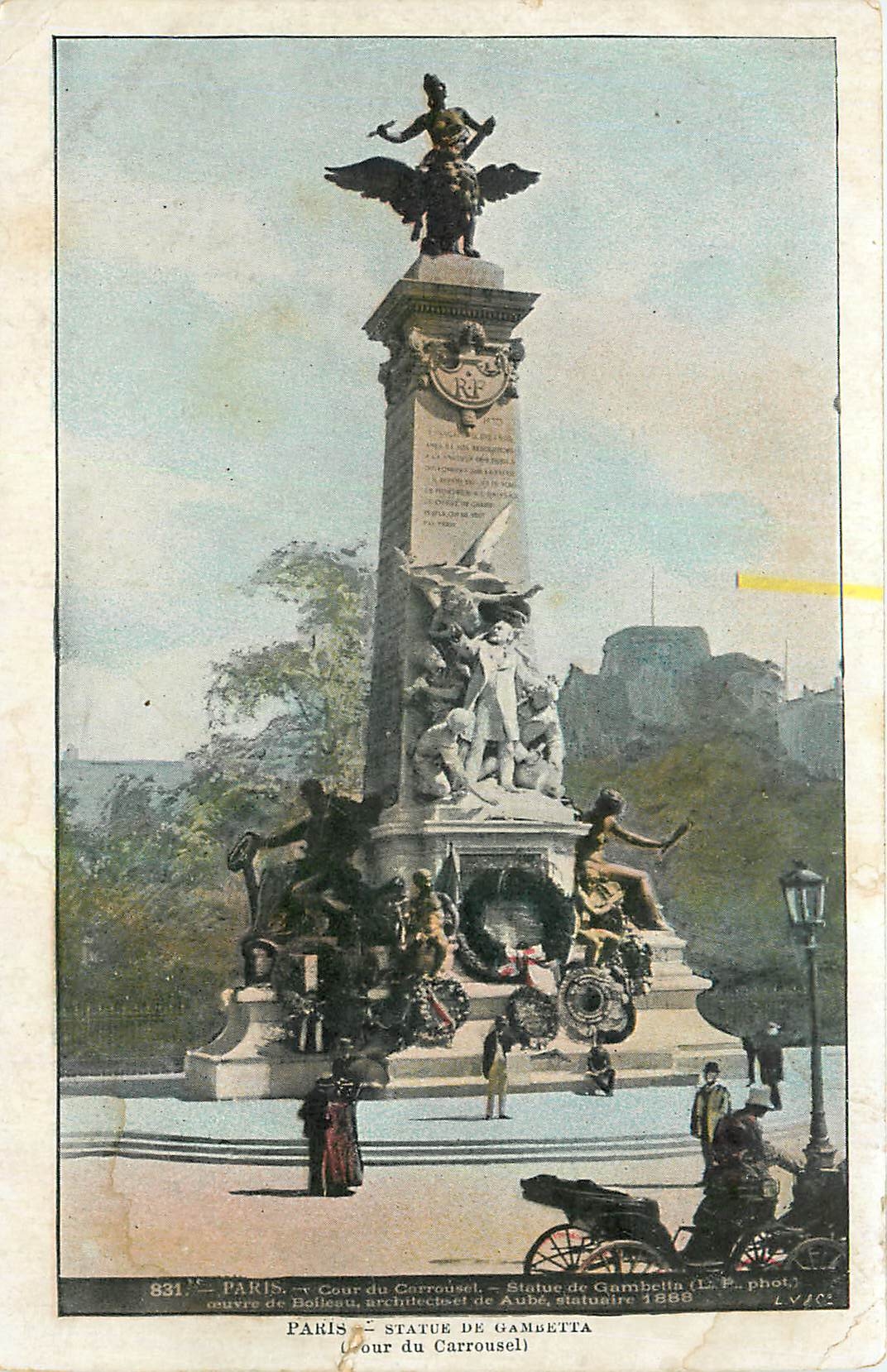 CPA Paris Statue de Gambetta Cour du Carrousel 