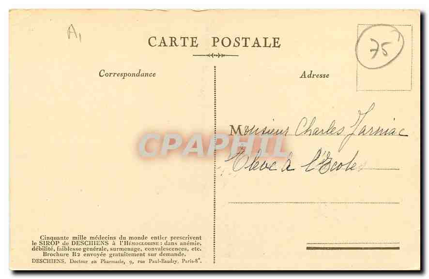 CPA Pantheon Offert par Hemoglobine Deschiens  — Rückseite