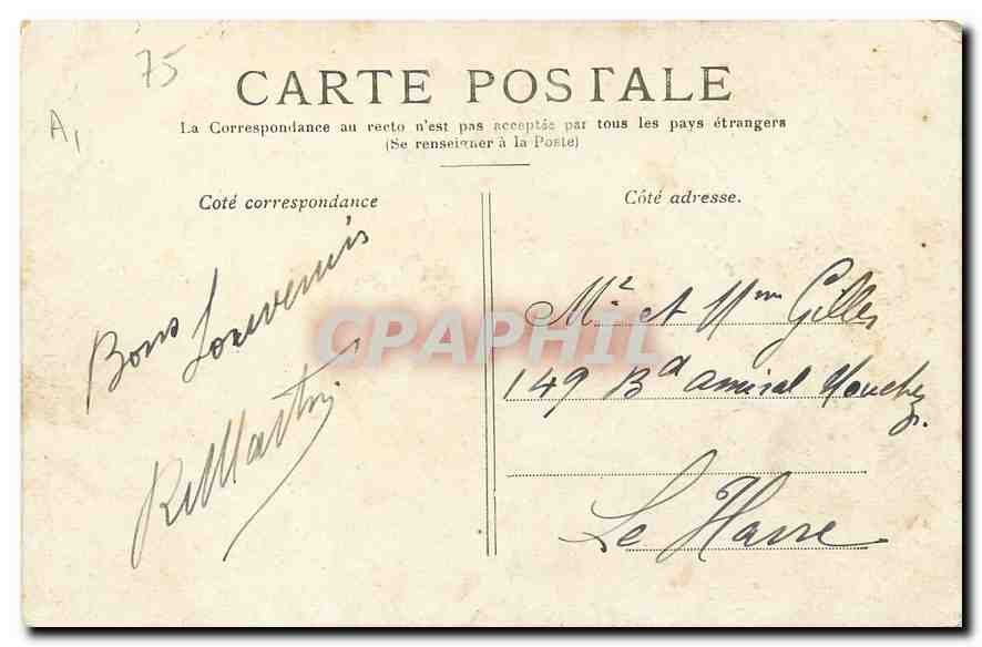 CPA Paris La Conciergerie  — Rückseite