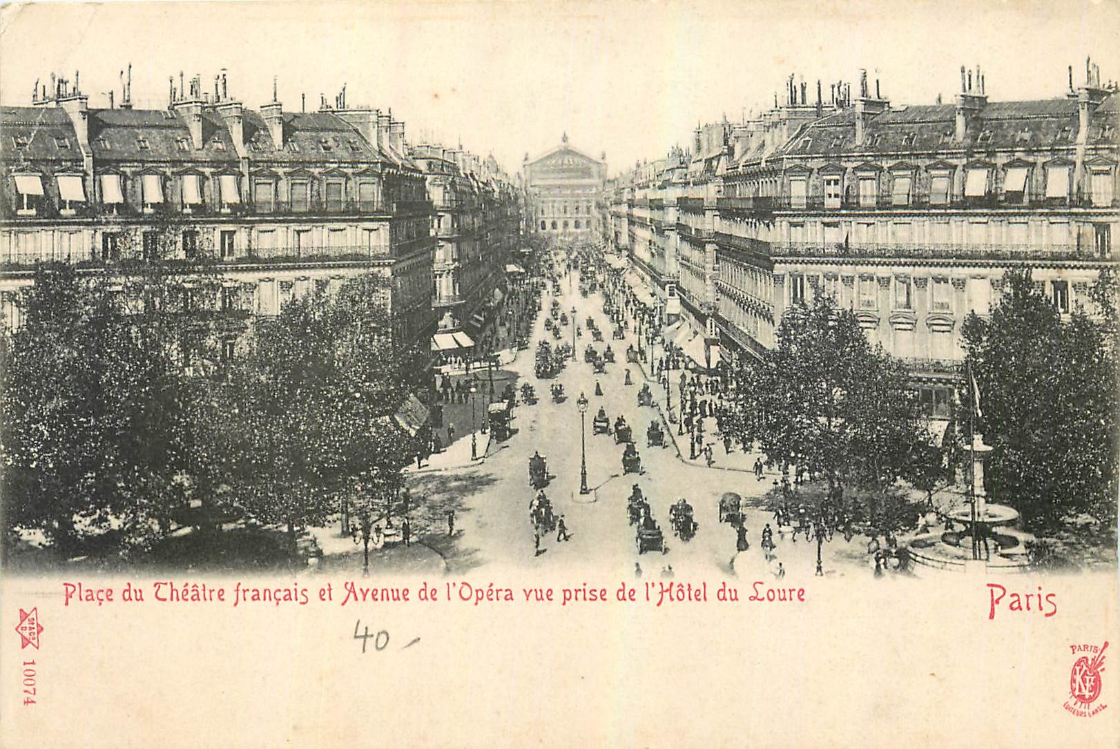CPA Place du Theatre francais et Avenue de l'Opera vue prise de l'Hotel du Louvre 