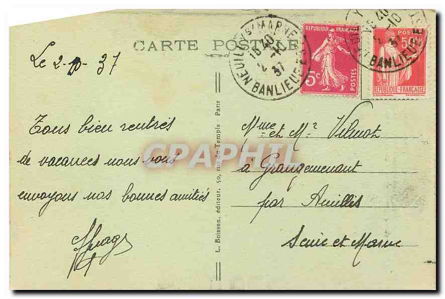 CPA Paris Porte Saint Denis  — Verso