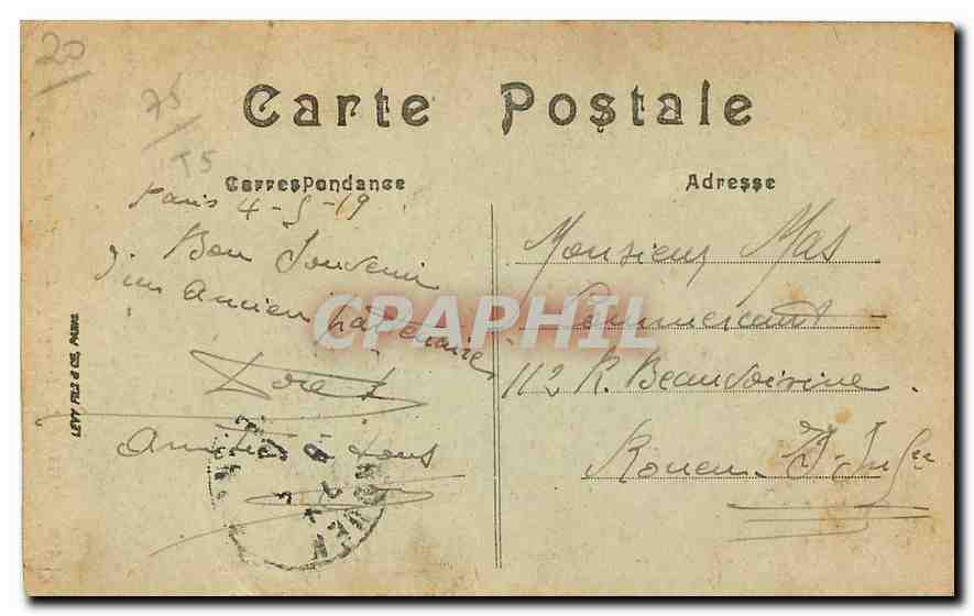 CPA Paris Le Monument de Victor Hugo  — Verso