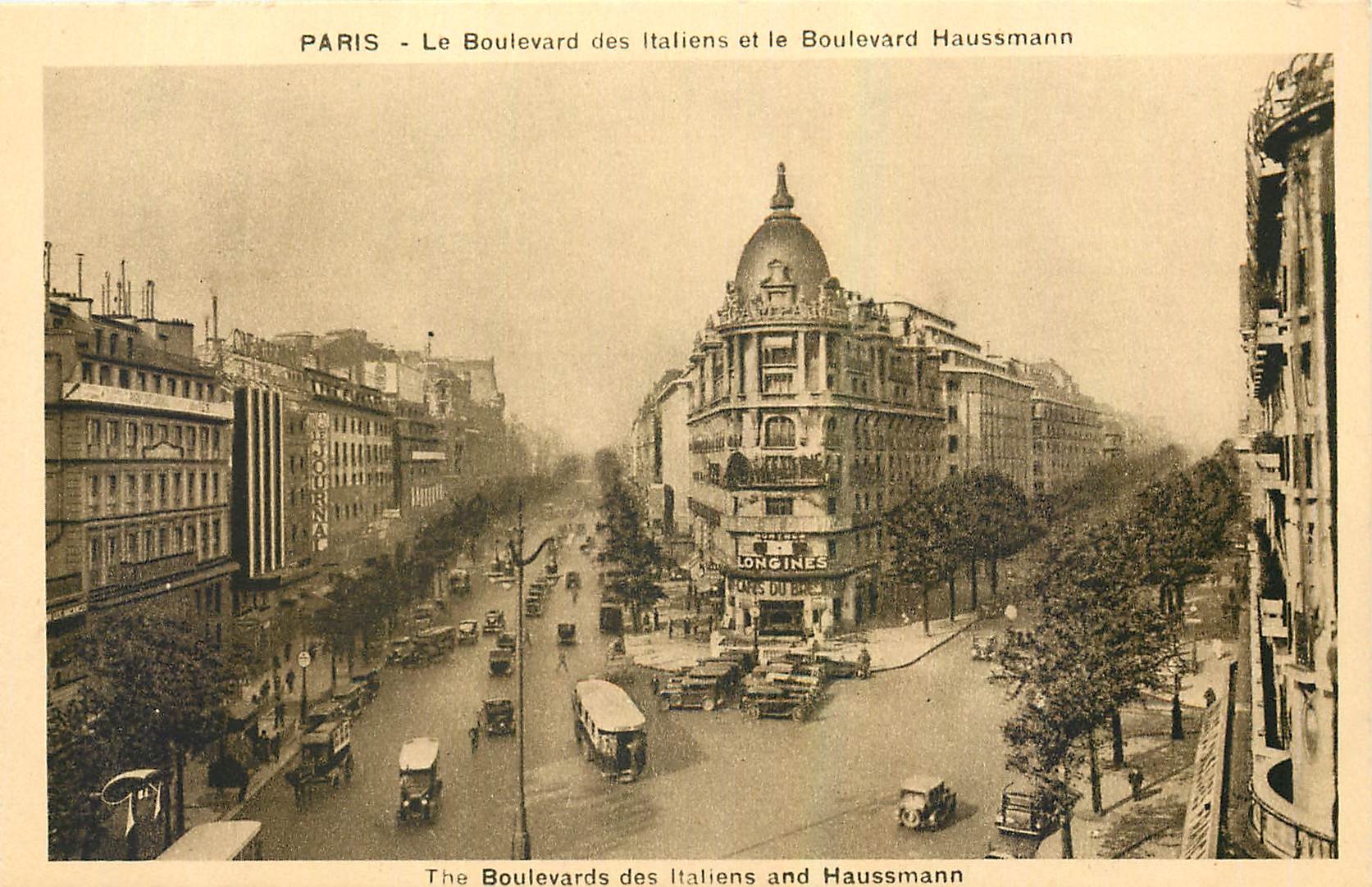 CPA Paris Le Boulevard des Italiens et le Boulevard Haussmann Longines