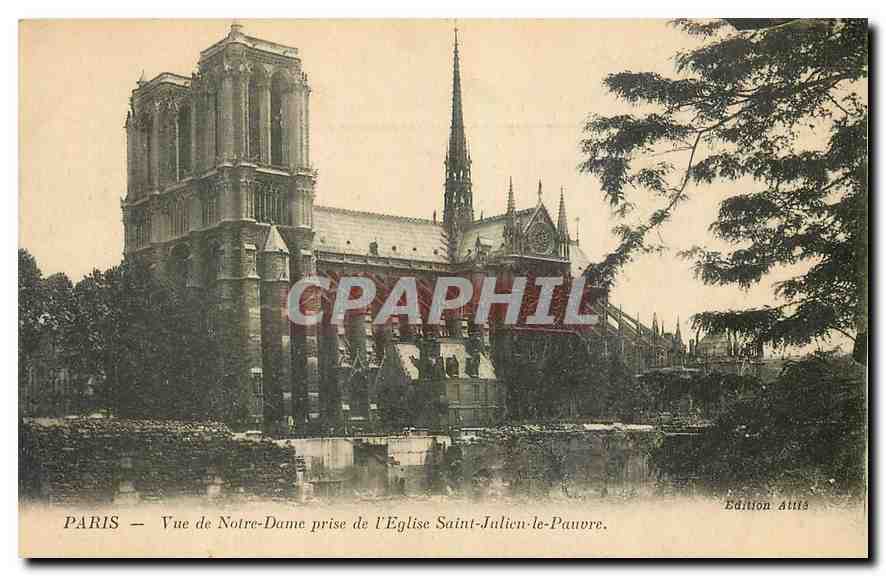 CPA Paris Vue de Notre Dame prise de l'Eglise Saint Julien le Pauvre 