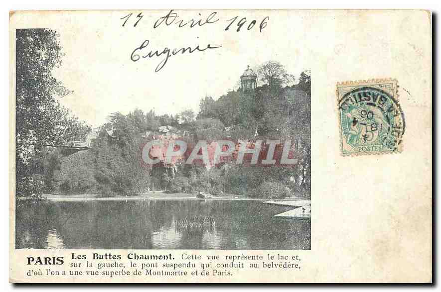 CPA Paris Les Buttes Chaumont Cette vue represente le Lac 