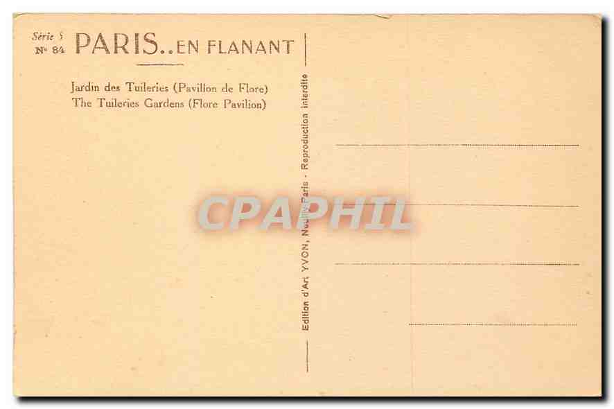 CPA Paris en flanant Jardin des Tuileries Pavillon de Flore  — Rückseite