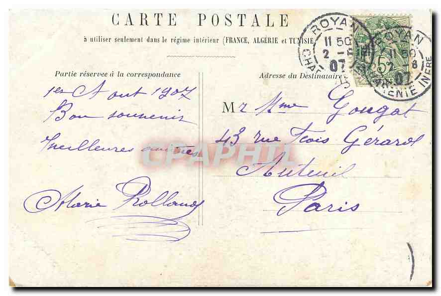 CPA Royan les Bains Le casino de Foncillon  — Back