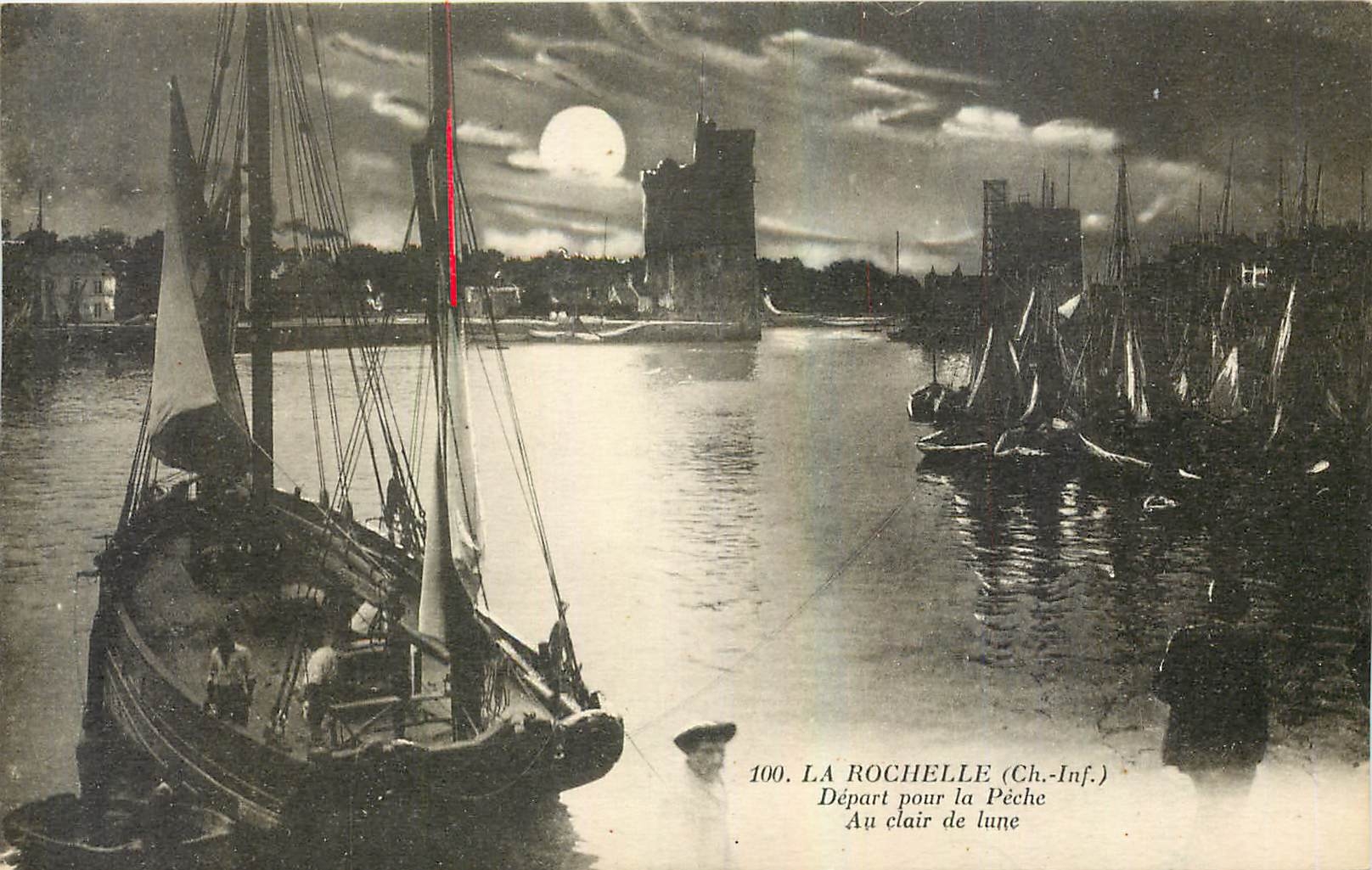 CPA La Rochelle Ch Inf Depart pour la Peche Au clair de lune Bateaux