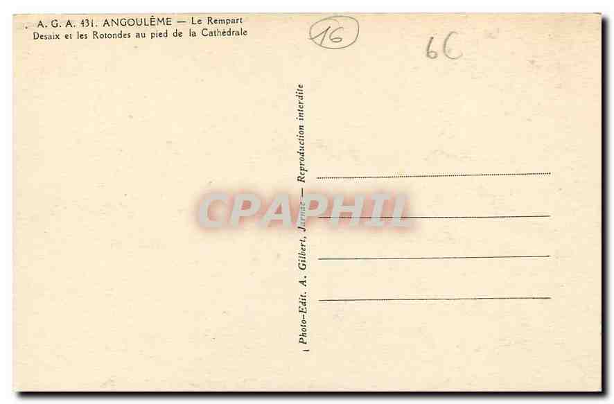 CPA Angouleme le Rempart Desaix et les Rotondes au pied de la cathedrale  — Rückseite
