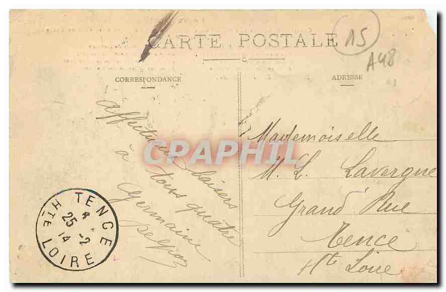 CPA L'Auvergne Cantal Thiezac Chaos de Castellinet l'Aiguille et le Pain de Sucre au fond le Puy Gri — Rückseite