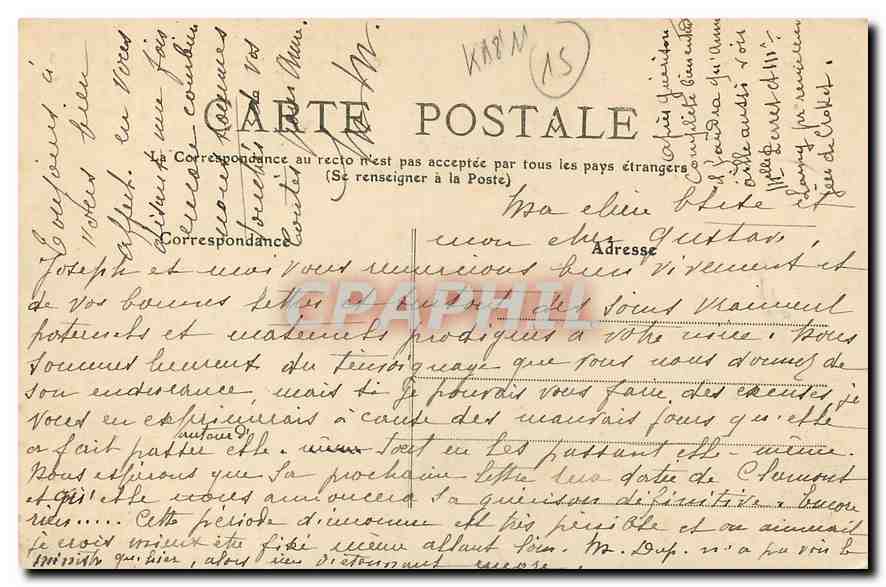 CPA L'Auvergne Cantal Chateau de Pestel cote Ouest  — Rückseite