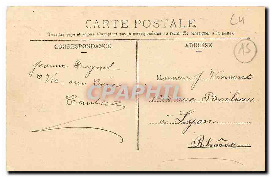 CPA Chateau de Pestel a Polminiac pres de Vic sur Cere Cantal  — Rückseite