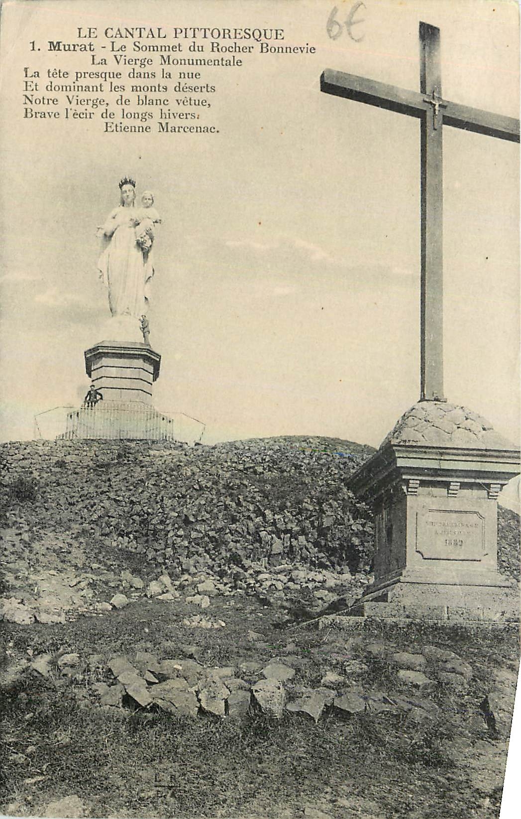 CPA Le Cantal Pittoresque Murat Le Sommet du Rocher Bonnevie La Vierge Monumentale 