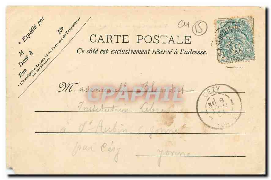 CPA Vic sur Cere Le Grand Hotel  — Rückseite