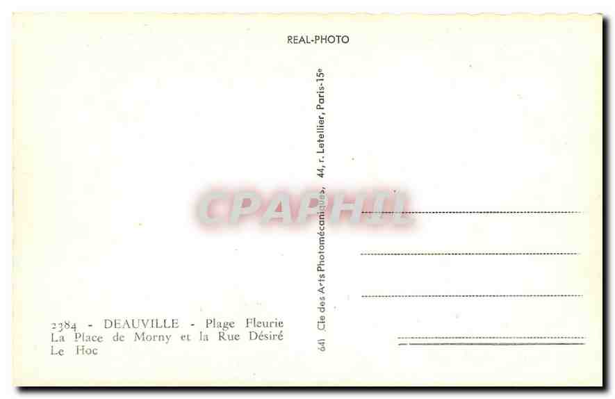 CPM Deauville Plage Fleurie La Place de Morny et la Rue Desire Le Hoc  — Rückseite