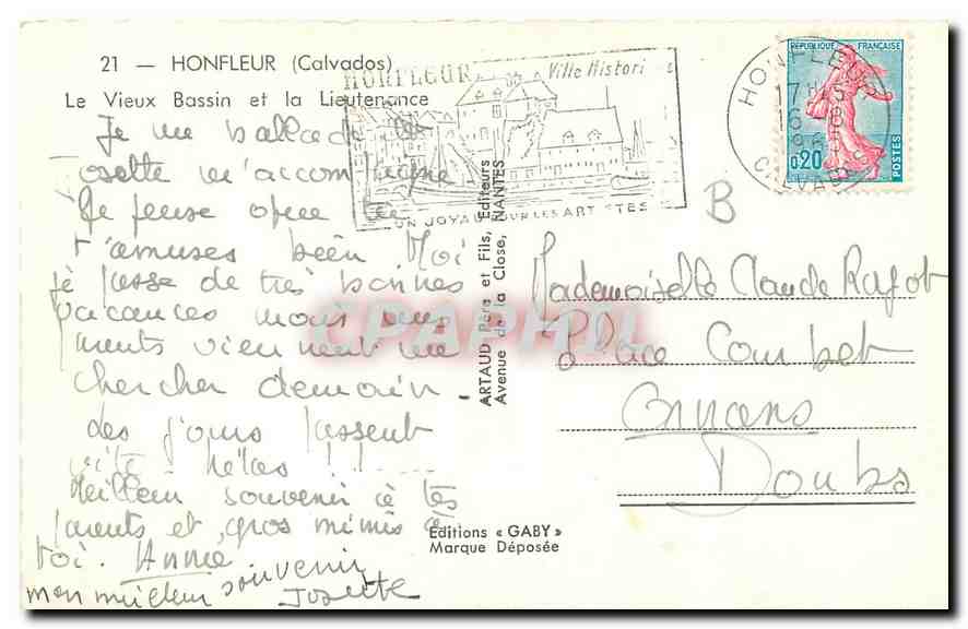 CPM Honfleur Calvados Le Vieux Bassin et la Lieutenance Bateaux de peche — Rückseite
