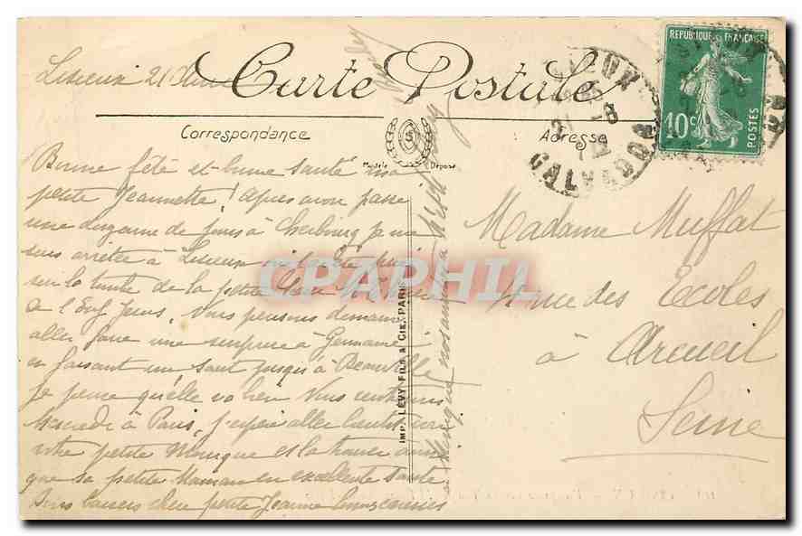 CPA Lisieux Vue prise sur la Touques l'Eglise Saint Desir  — Rückseite