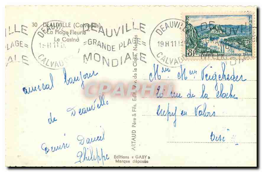 CPA Deauville Calvados La Plage Fleurie Le Casino  — Rückseite