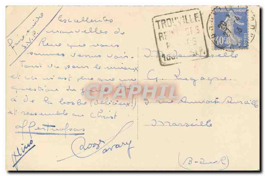 CPA Trouville La Reine des Plages Les Planches et le Trouville Place  — Verso