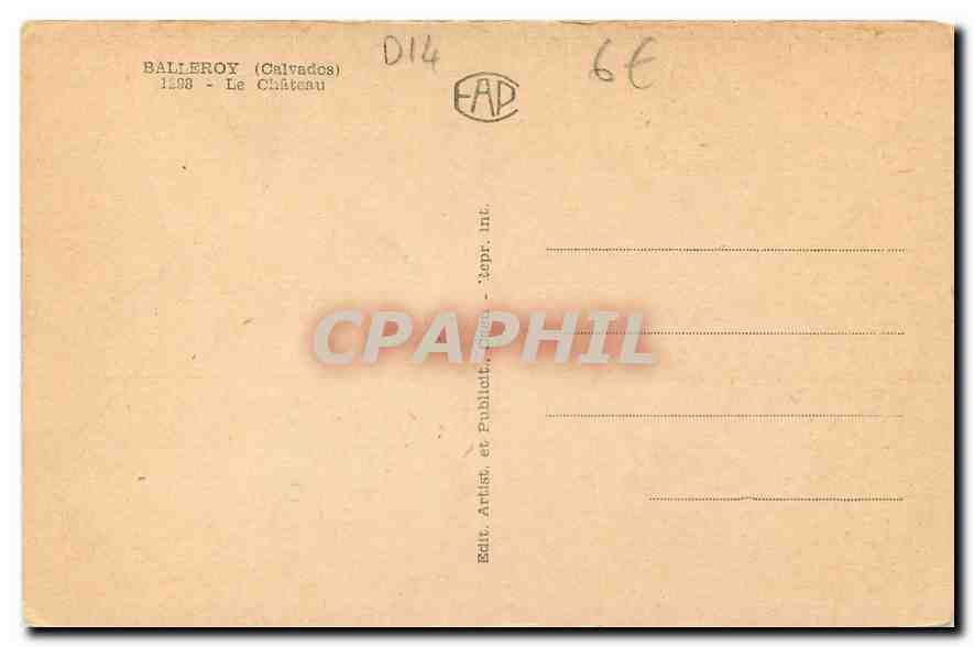 CPA Balleroy Calvados Le Chateau  — Back