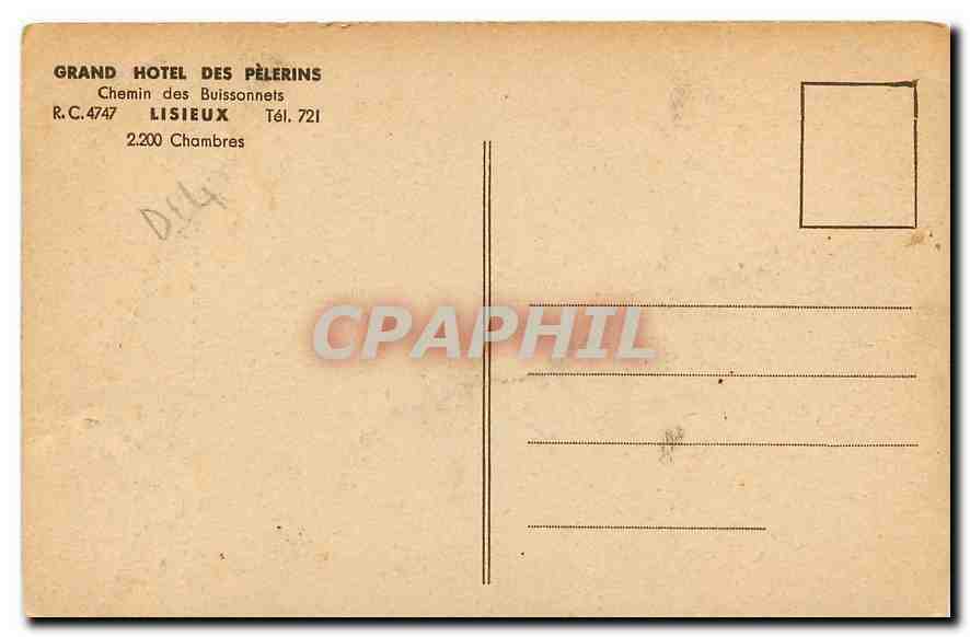 CPA Hotel des Pelerins Chemin des Buissonnets Lisieux Chambres  — Rückseite