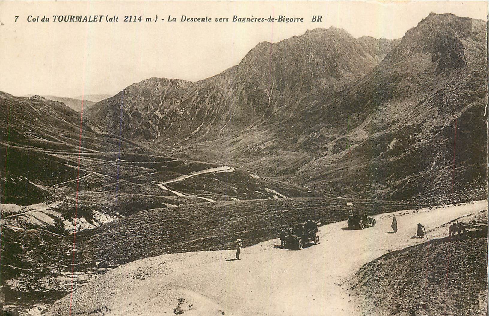 Col du Tourmalet (alt 2114 m.) — La Descente vers Bagnères-de-Bigorre — Bloc Frères, éditeurs, Bordeaux