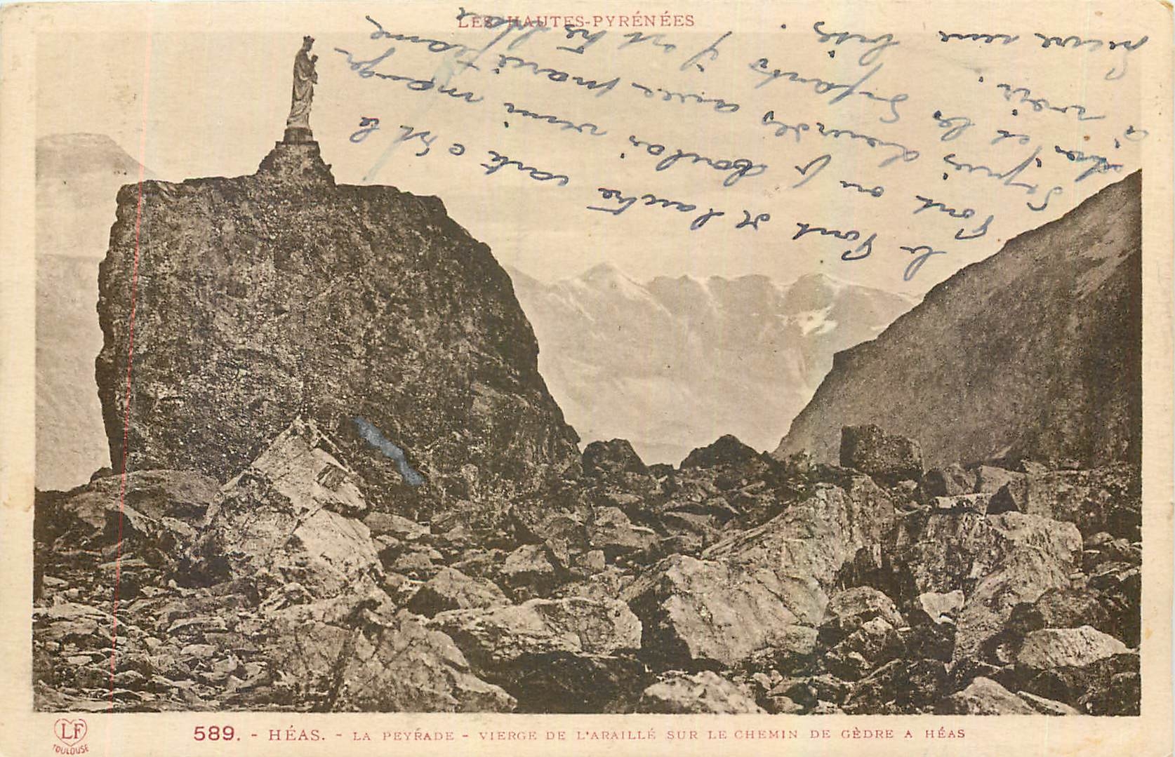 CPA Les Hautes Pyrenees Heas La Peyrade Vierge de l'Araille sur le chemin de Gedre a Heas