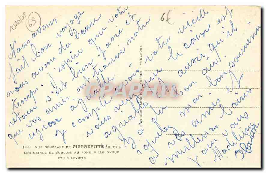 CPA Vue generale de Pierrefitte Soulom Au fond Villelomgue et le Leviste  — Rückseite