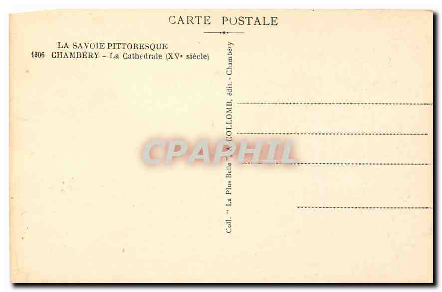 CPA La Savoie Pittoresque Chambery La Cathedrale  — Rückseite
