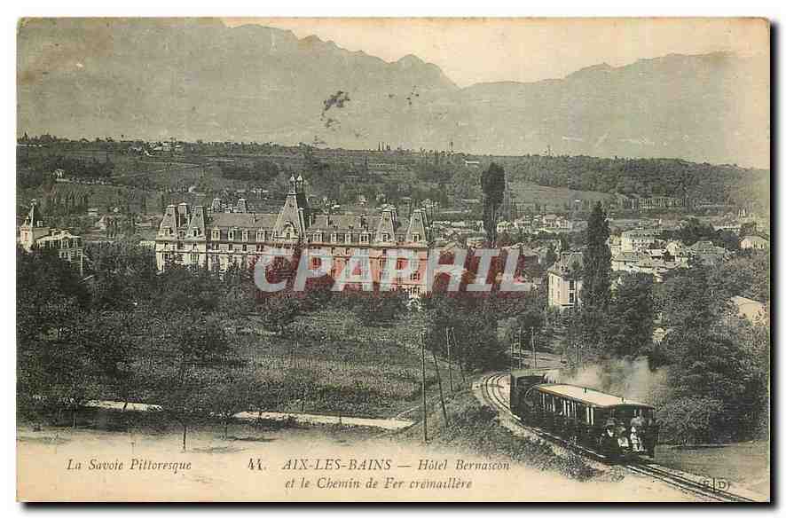 CPA Aix les Bains Hotel Besancon et le Chemin de Fer cremaillere Funiculaire Train