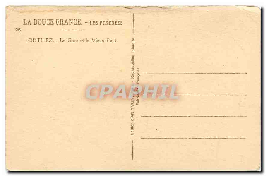 CPA Les Pyrenees Orthez Le Gave et le Vieux Pont  — Rückseite