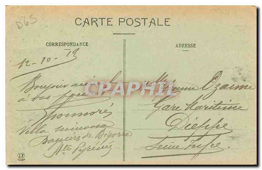 CPA Les Hautes Pyrenees Bagneres de Bigorre Bords de l'Adour et Massif  — Verso