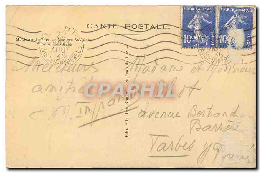 CPA St Jean de Luz Vue sur Ste Barbe  — Verso
