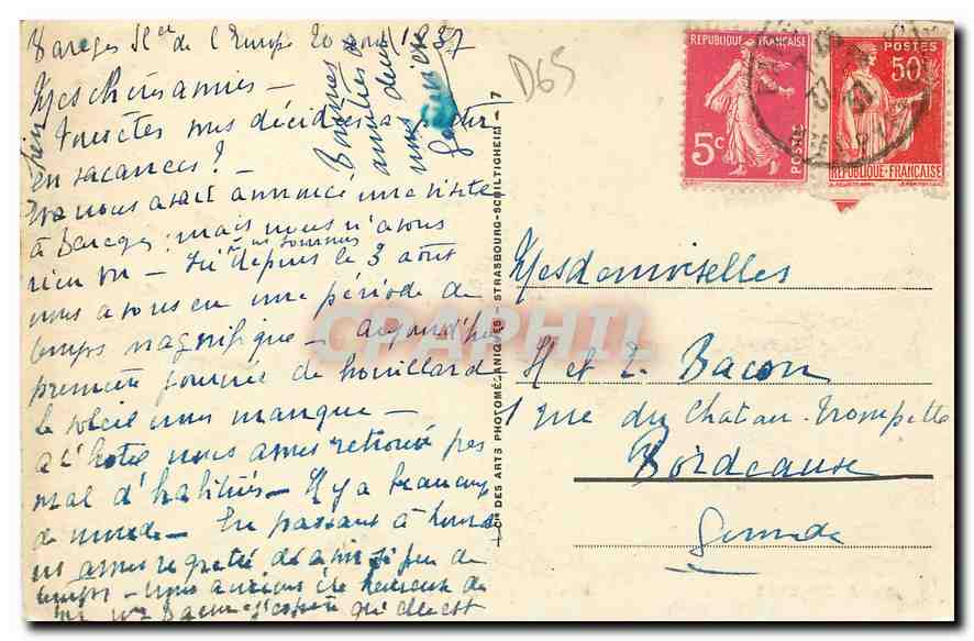 CPA Lourdes Vue sur le Bastan le Pic  — Verso