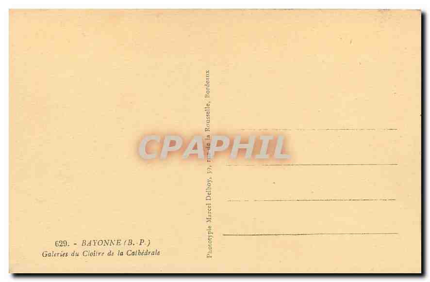 CPA Bayonne Galeries du Cloitre de la cathedrale  — Rückseite