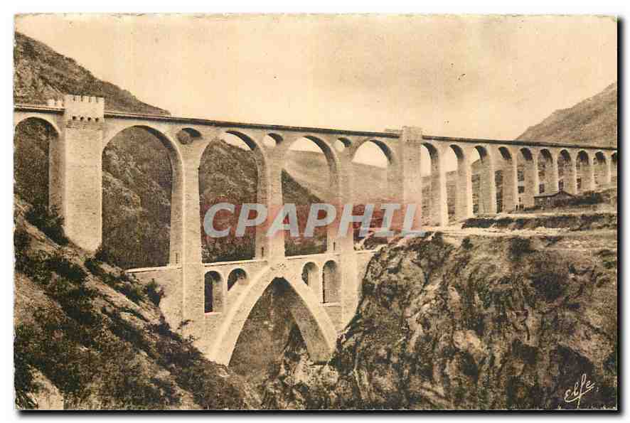 CPA Pyrenees Ocean Nouvelle ligne Vallee de la Tet Le grand pont viaduc Sejourne