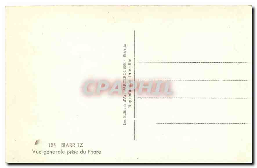 CPA Biarritz Basses Pyrennees Le Rocher de basta et le Cap St Martin Phare — Verso