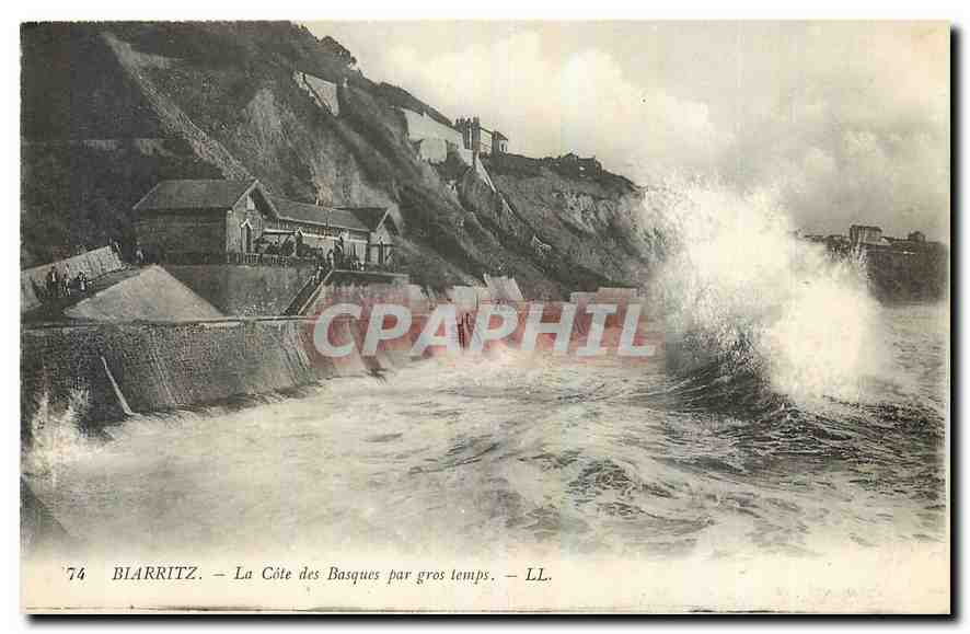 CPA Biarritz La Cote des Basques par gros temps 