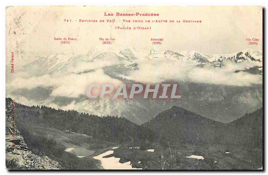 Les Basses-Pyrénées - Environs de Pau - Vue prise de l'Arête de la Gentiane (Vallée d'Ossau) - GILARD (Mérac) n°741