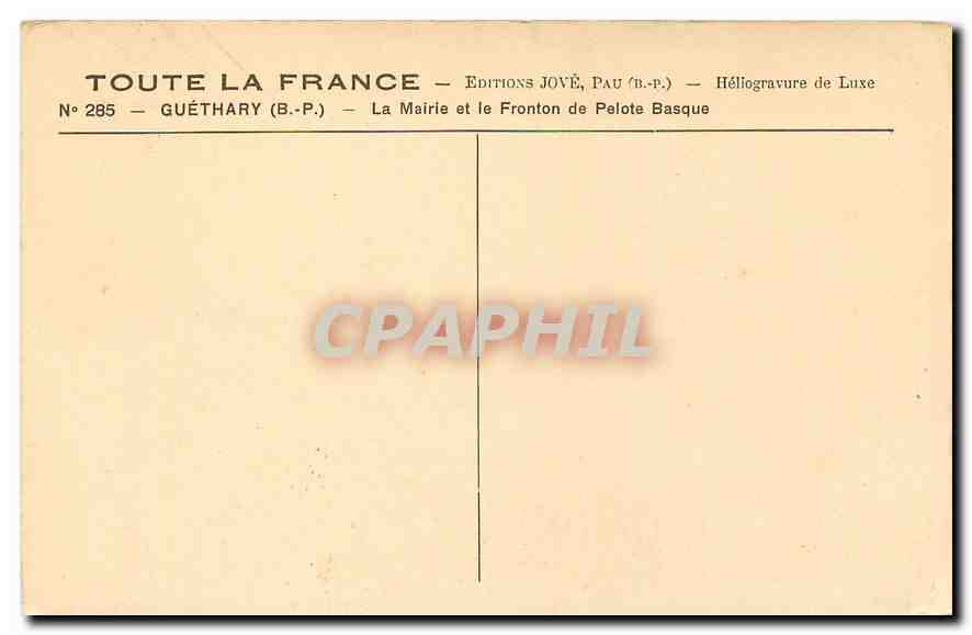 CPA Guethary B P La Mairie et le Fronton de Pelote Basque  — Rückseite