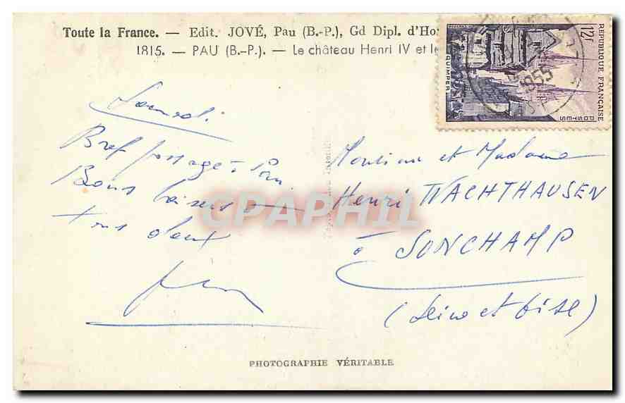 CPA Pau B P Le Chateau Henri IV  — Rückseite