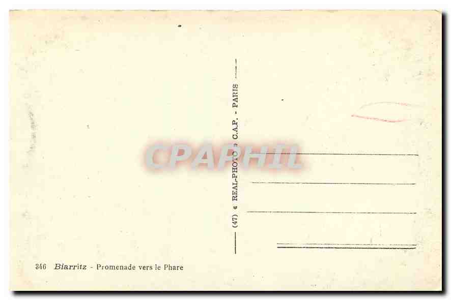 CPA Biarritz Promenade vers le Phare  — Rückseite