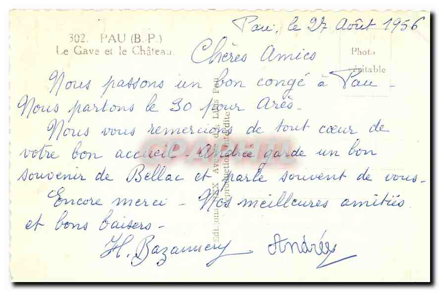 CPA Pau B P le Gave et le Chateau  — Verso