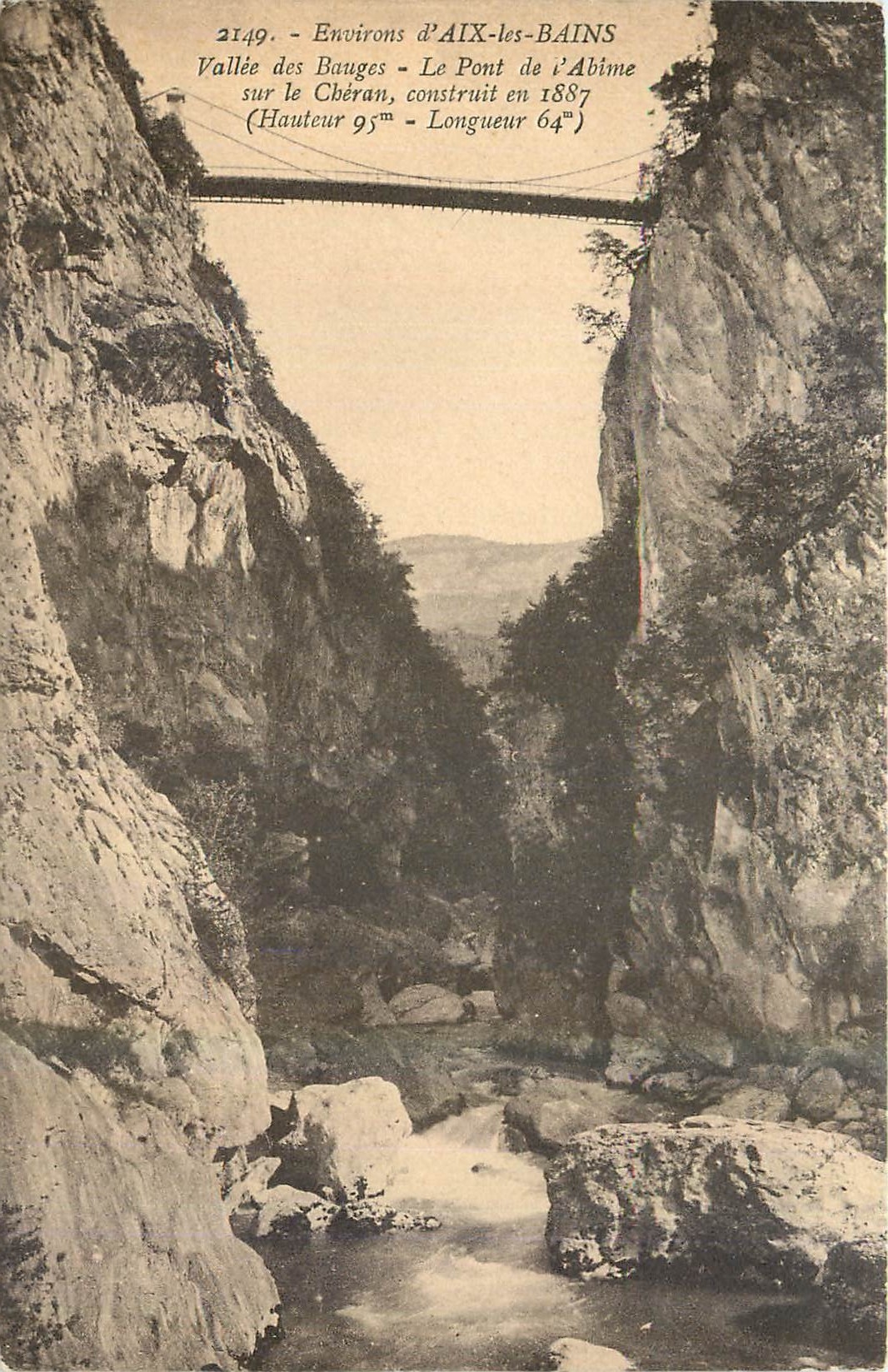 CPA Environs d'Aix les Bains vallee des Bauges le pont de l'Abime sur le Cheran construit en 1887 