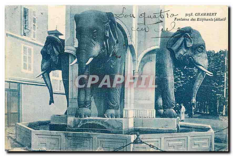 CPA Chambery fontaine des Elephants detail 