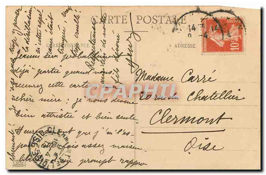 CPA Chambery vue generale et le Nivolet  — Rückseite