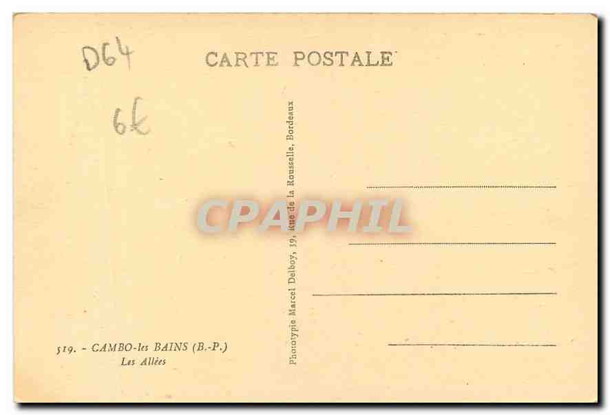 CPA Cambo les Bains B P les Allees  — Rückseite