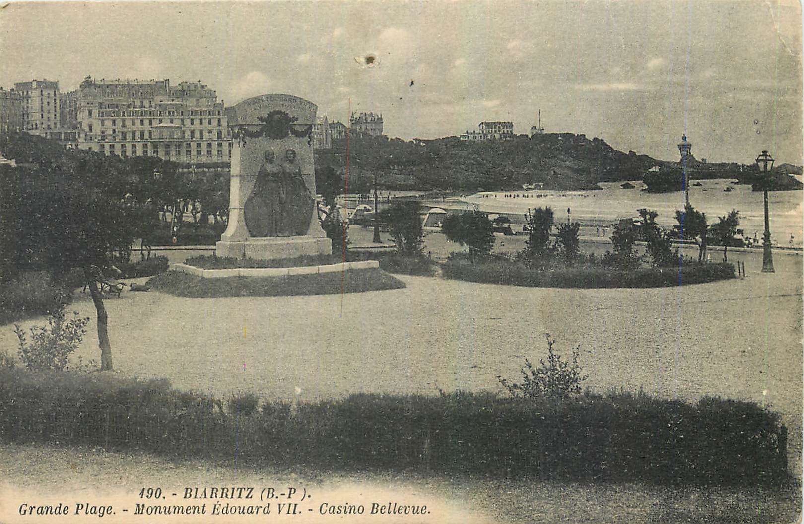 CPA Biarritz B P Grande Plage Monument Edouard VII casino Bellevue 