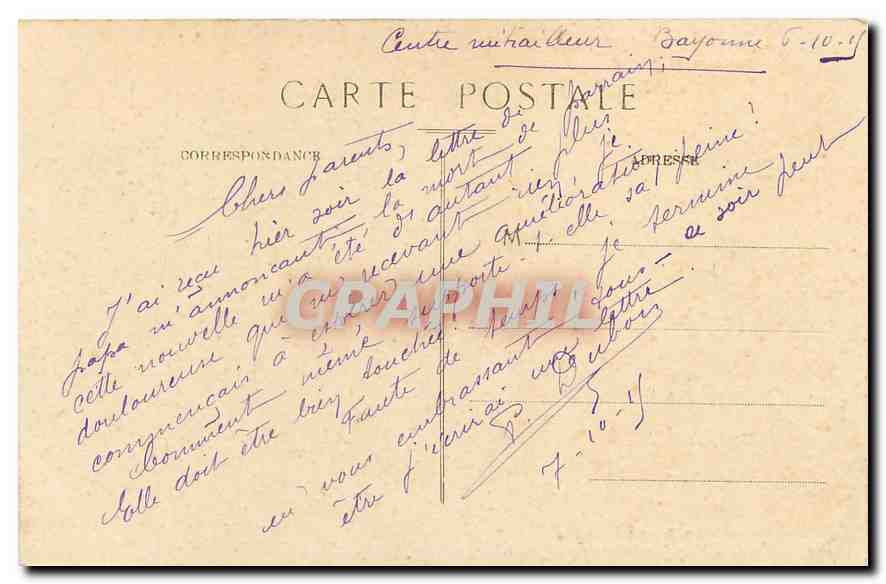 Blackritz — Une tempête au Rozher de la Périgue — Phototypie Marcel Delhay, Bardeaux — Verso