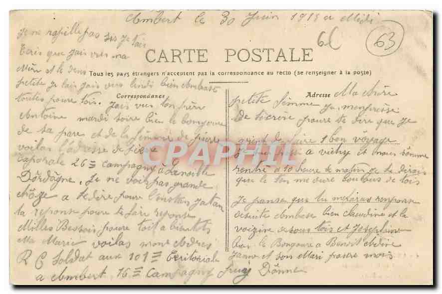 Ambert (Puy-de-Dôme) — Portrait de la Cathédrale (Côté Sud) — Edit. Chartotre-Quiquandon, lib-pap. Ambert — Rückseite